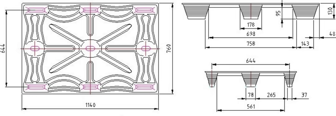 Medidas Palet de fibra de madera 1140 x 760 x 144 mm