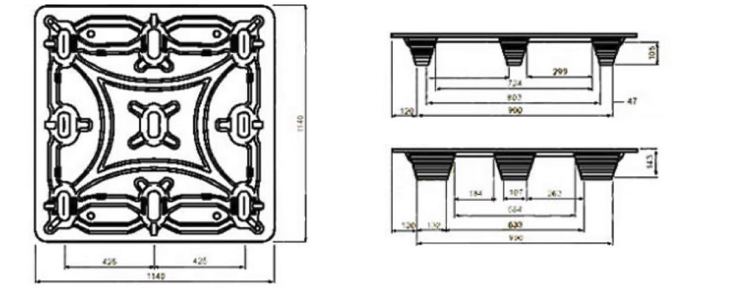 medidas palet fibra de madera 1140 x 1140 x 135